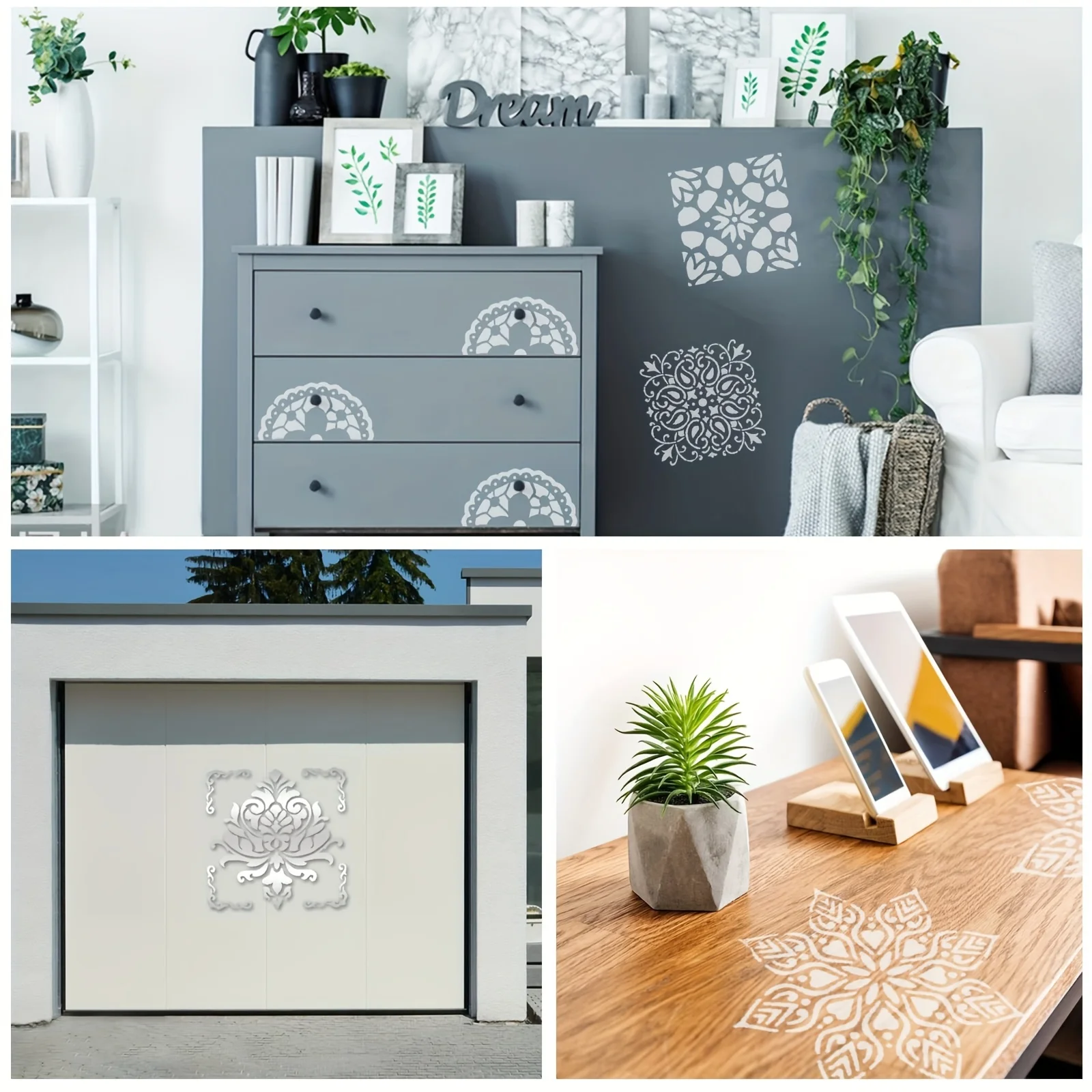 16 قطعة 15*15 سنتيمتر ماندالا اللوحة الإستنسل DIY بها بنفسك رسم سجل القصاصات جدار الاستنسل اللوحة للخشب بلاط الأرضيات النسيج الفن قالب