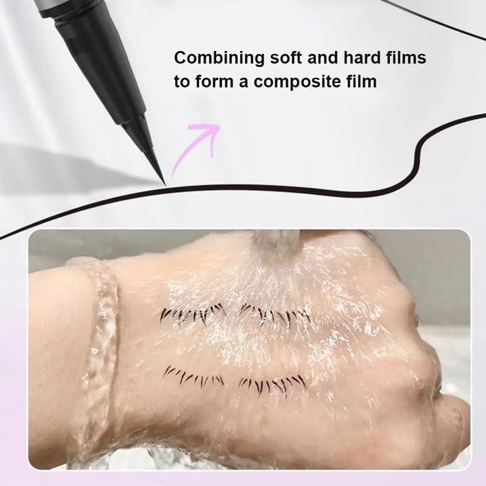 Caneta de vedação de tinta de cílios reutilizável 2 em 1, ferramenta de carimbo de cílios inferiores, secagem rápida, preto, marrom, delineador líquido, maquiagem de simulação natural