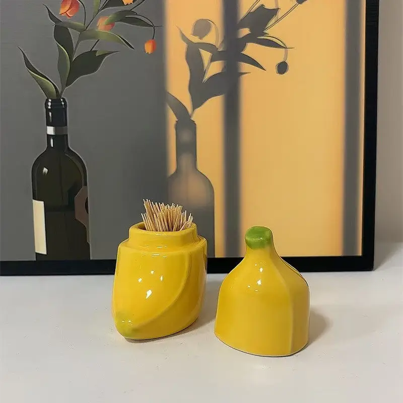 Cute Banana Shaped Ceramic Toothpick Holders creative Mini Storage Jars desktop decorations for home kitchen dining table decor