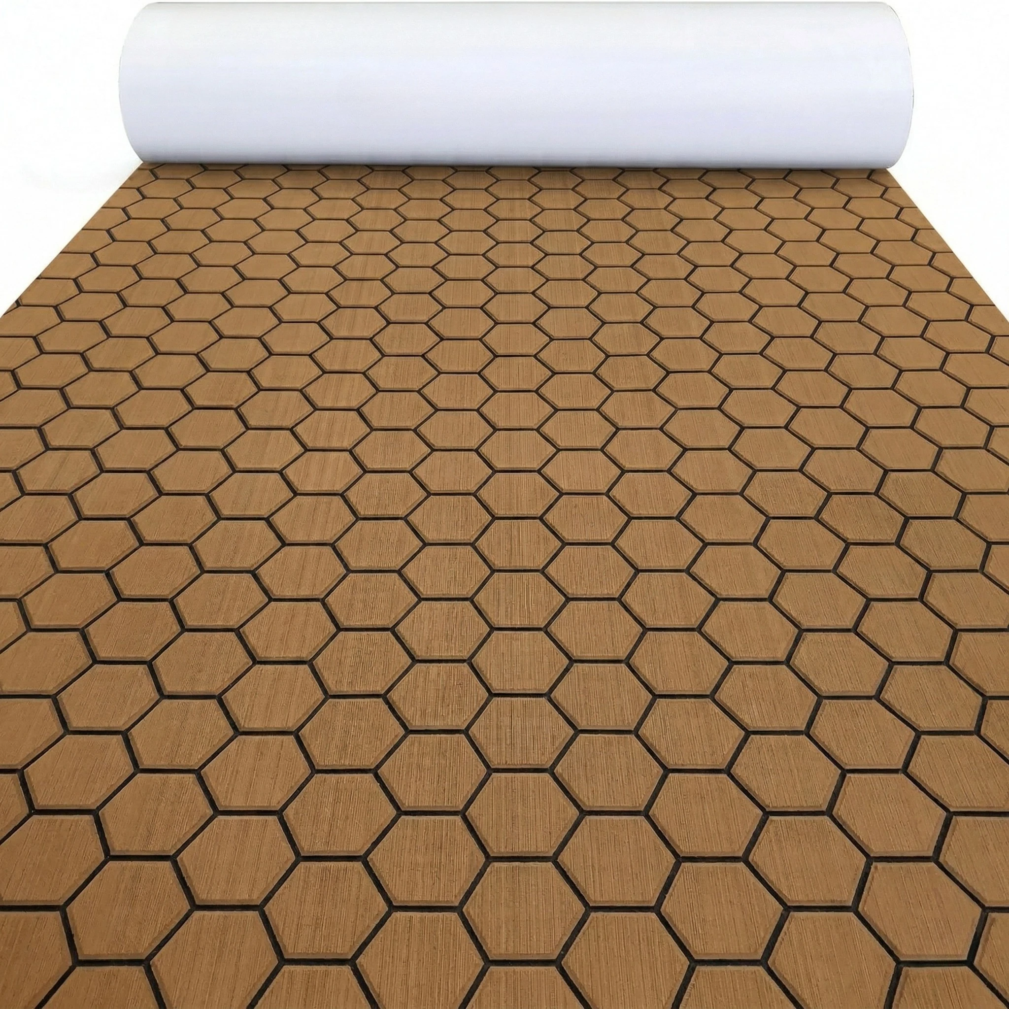 

KXKZREN 2400x1200mm Honeycomb Faux Teak EVA Foam Boat Decking Sheet Mat Anti-Slip Self-Adhesive Marine Boat Deck Flooring Pad