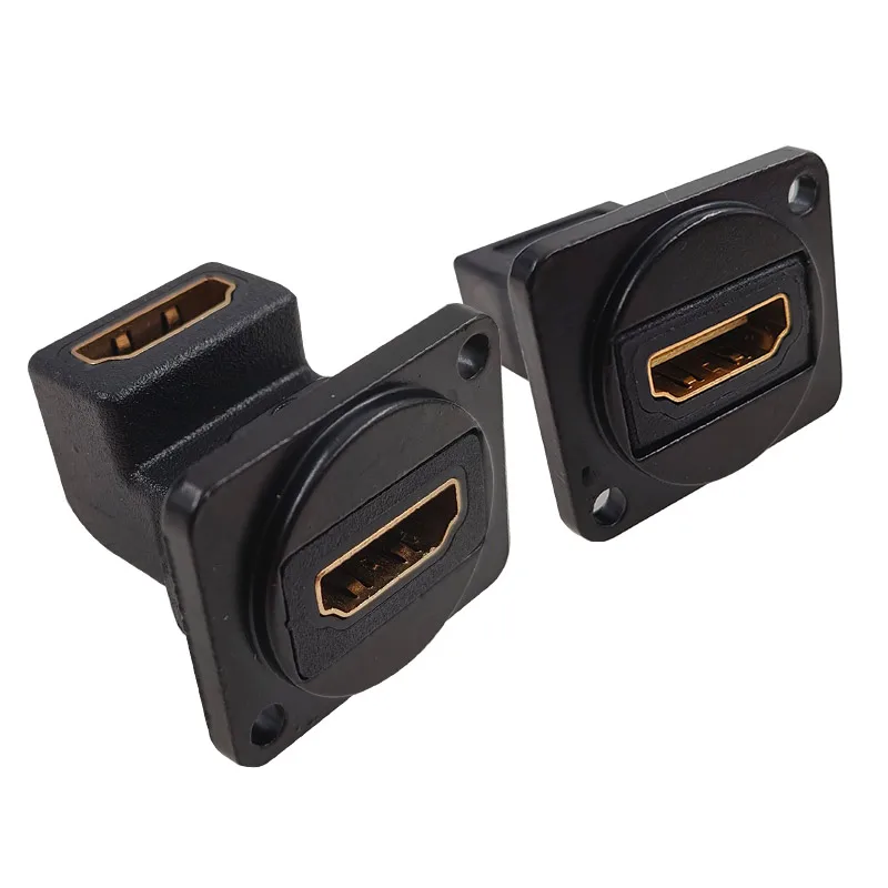 2PCS HDMI High-Definition Video D-Type Socket Interface Conversion 4K Docking Head Female to Female