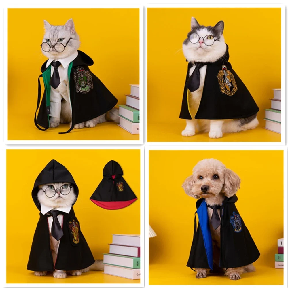 

Dog Cat Costume X'mas Party Dress Magic Academy Cosplay Clothes Pet Cape Cat Decoration College Cloak Costume Accessories