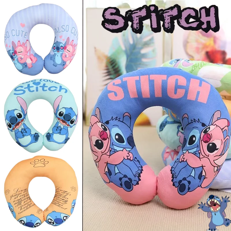 

Disney Stitch U-shaped Pillow Women Travel Airplane Soft Portable Headrest Home Cushion Office Sleep Neck Support Pillow Bedding