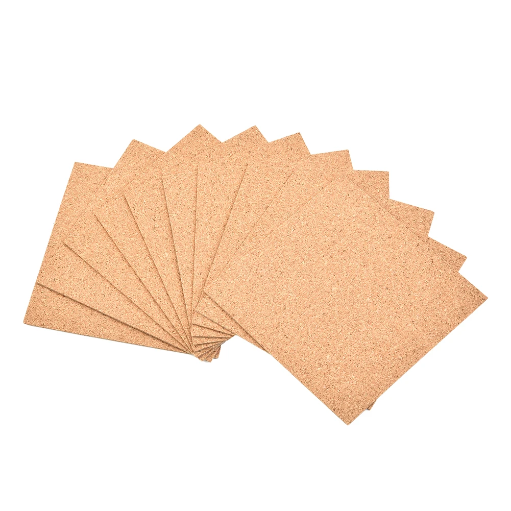10Pcs Cork Coasters Square Cork Mat 100x100x1mm Self-Adhesive DIY Backing Sheet For Home/Bar/Office/school Decoration Coaster