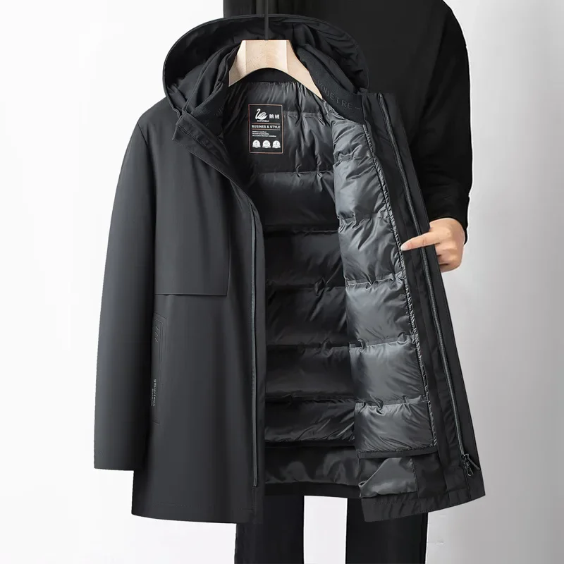 Detachable Inner Lining Goose Down Jacket Men Warm Loose Fluffy Padding Thick Parka Coat Male Puffer Jacket Man Winter Clothes