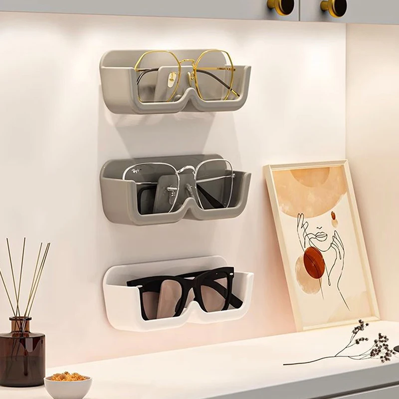 Glasses Display Cabinet Glasses Storage Box Wall Mounted Perforated Free Sunglasses Storage Rack Sunglass Home Tidying