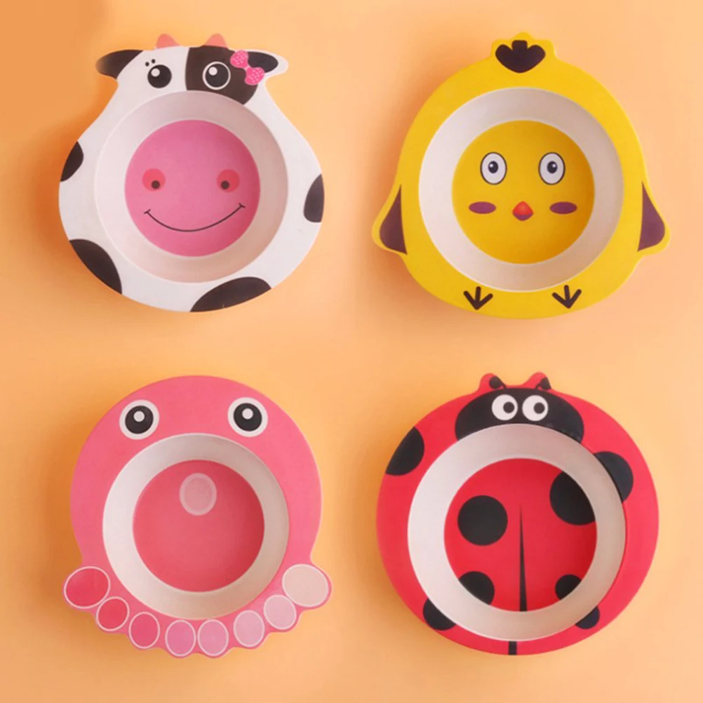 

Eco Friendly Bamboo Fiber Octopus Kids Bowl Lightweight Durable Feeding Tableware Child Dishes for Toddlers Picnic Camping