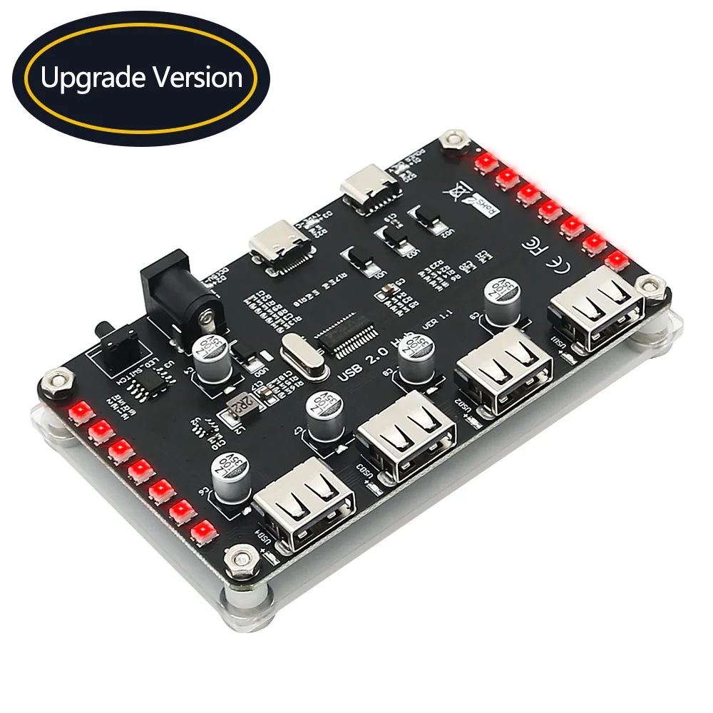 4 Port USB 2.0 Hub with 3528 colorful LED and auxiliary power for PC, Laptop, Keyboard, Mouse, HDDs