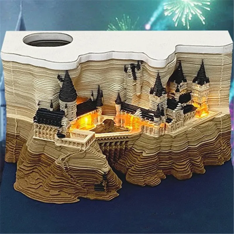 

Tear-Away Calendar Carving Art Desktop Decor New Year Gift 3D Christmas Tree Memo Pad with DIY Sticky Notes