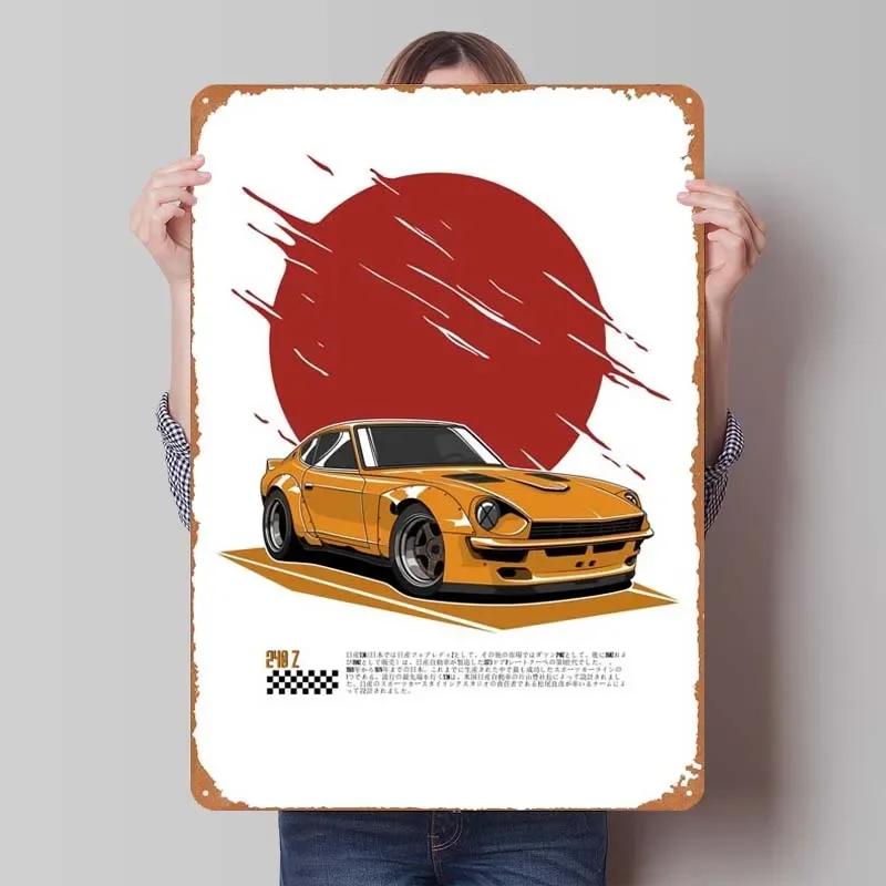 Nissan 240Z Fairlady Moon Car Metal Sign Poster Vintage Tinplate Sign for Garage Wall Art Decoration Home Decoration Accessories