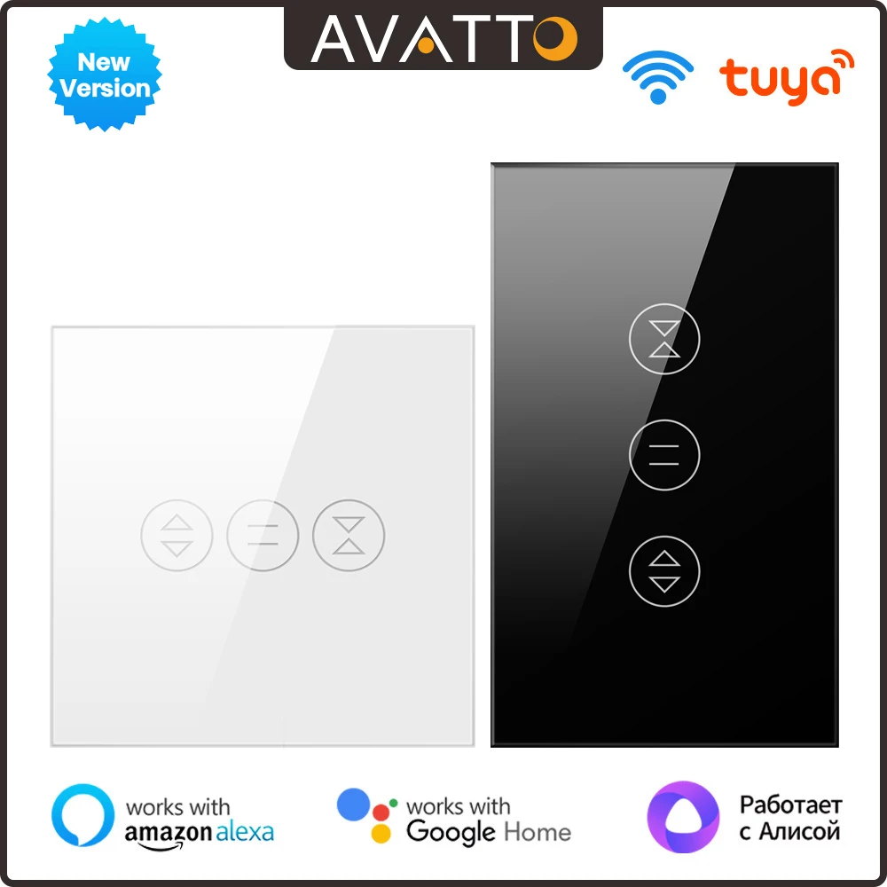 AVATTO Tuya WiFi Smart Curtain Switch For EU/US Smart Home Roller Shutter Electric Motor Blinds Works For Alexa,Google Home