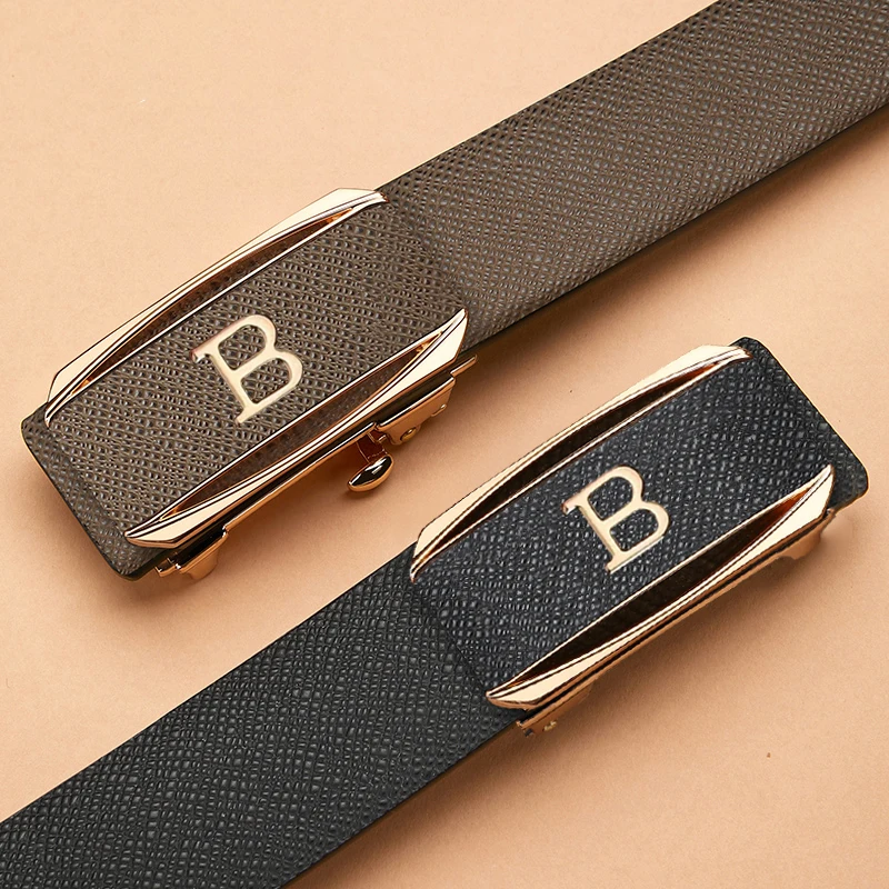 2024 High Quality Coffee Genuine Leather Belt B Letter Automatic Buckle Fashion Men\'s Belt Designer Casual Belt ceinture homme