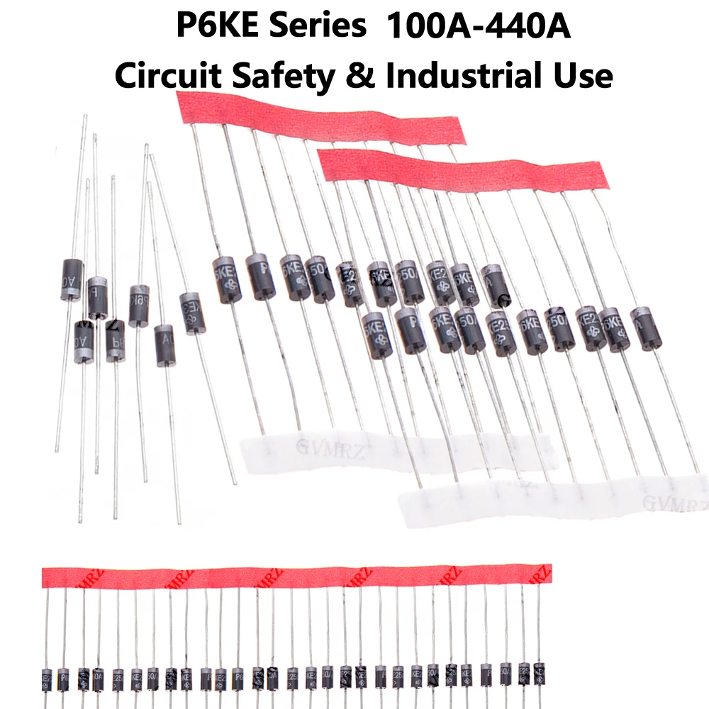 P6KE Series 100A TVS Diode Kit Unidirectional Transient Voltage Suppressors for Power Supplies, Circuit Safety & Industrial Use