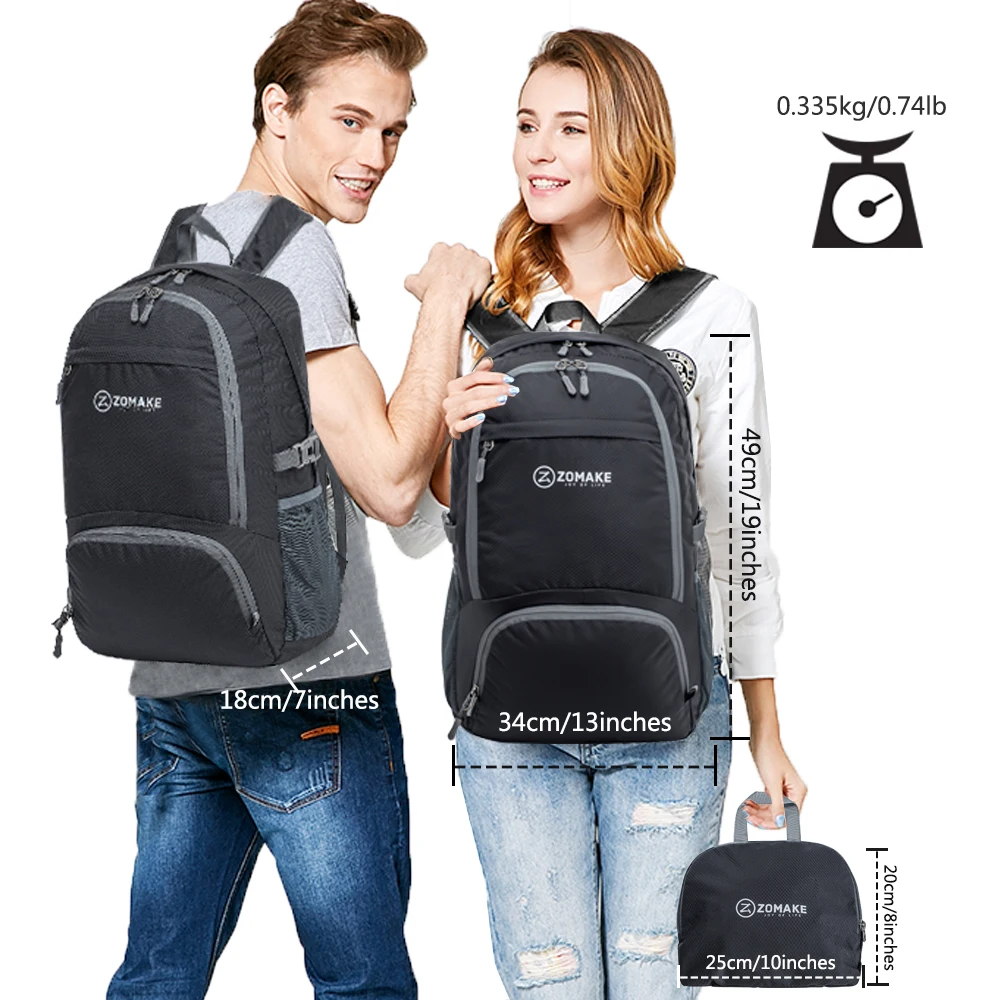 ZOMAKE 35L Big Backpack Lightweight Hiking Foldable Backpack Water Resistant travel camping Backpack Daypack for Women Men