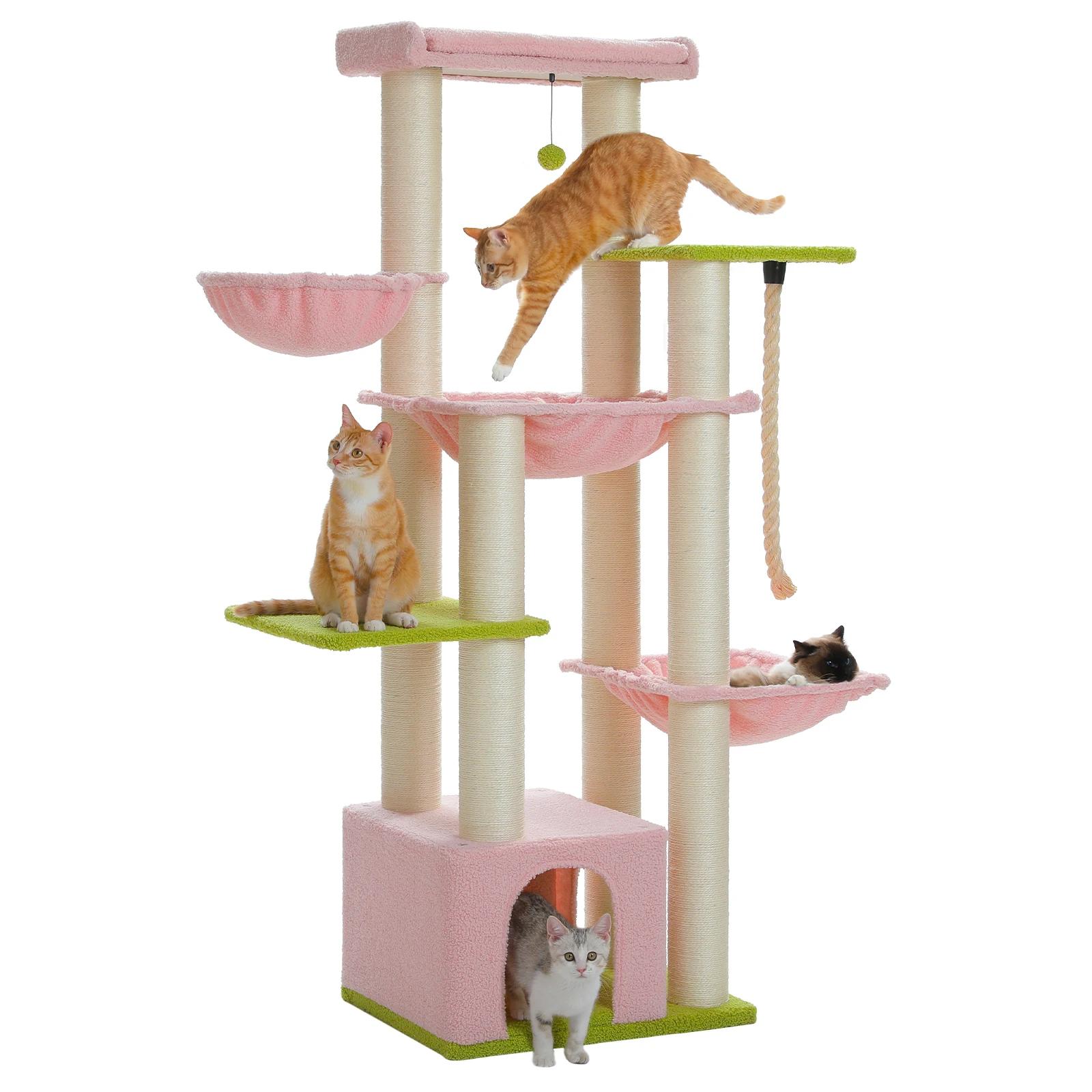 Grote kattenboom voor grote katten Robuuste kattentoren met verschillende niveaus Kattenhuis klimboom met hangmat 11 sisalpalen Grote baars