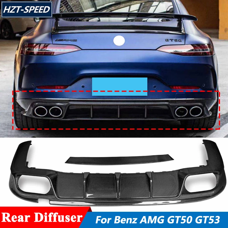 P Style Carbon Fiber Rear Bumper Diffuser Lip For Mercedes Benz AMG GT50 GT53 Tuning 2019 Up