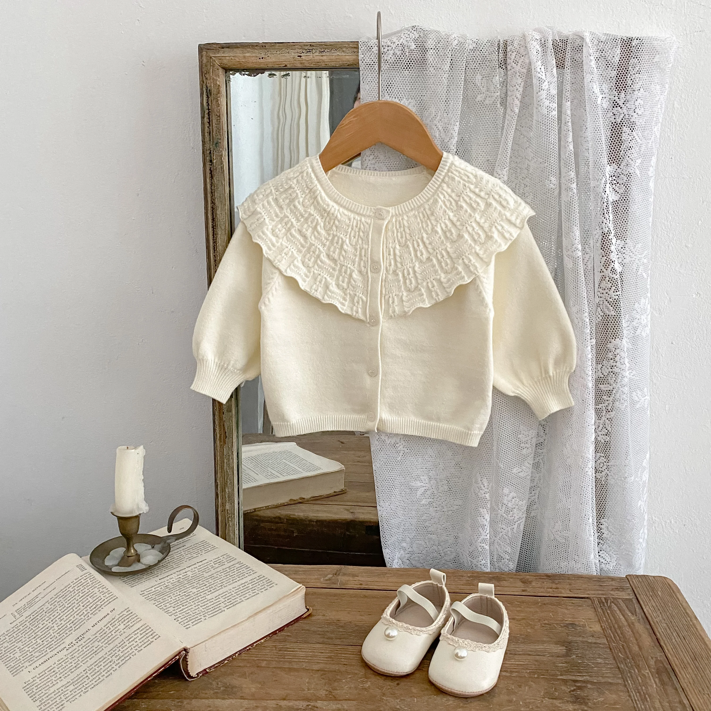 0-3세 유아용 새 가을 옷, 유행하는 여자아이 스웨터, 긴팔 라운드넥 니트 스웨터