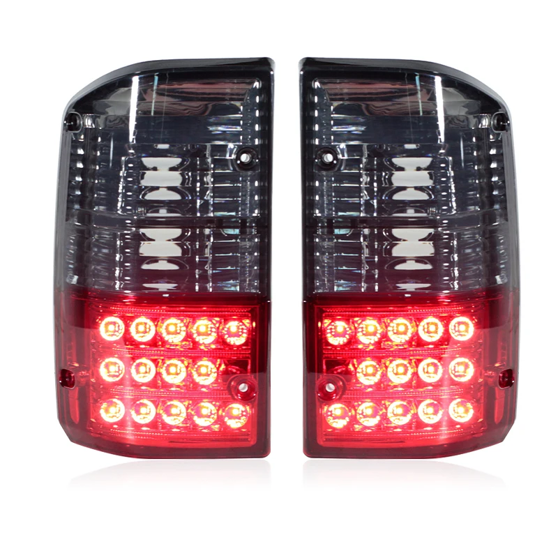 Fumado luz traseira da cauda para Nissan Patrol, preto e vermelho, LED acessórios da lâmpada de freio, GQ, Y60 GR, 1987-1997, 26555-05J00, 26550-05J00, 1 par