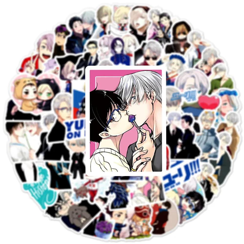 50Pcs Japanese Classic Anime YURI!!! On ICE Cosplay Decoration Sports Movie Yuri Katsuki DIY Sticker Waterproof Graffiti Props