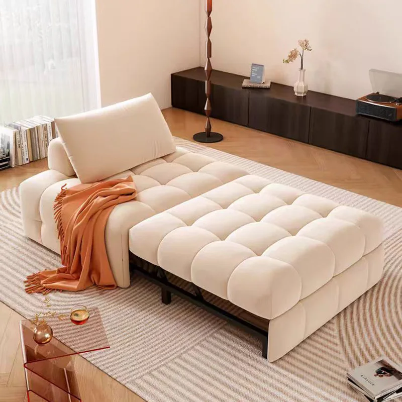 

Cream Wind Puff Fabric Sofa Living Room Small Apartment Modern Simple Multifunctional Japanese Single Cloud Sofa