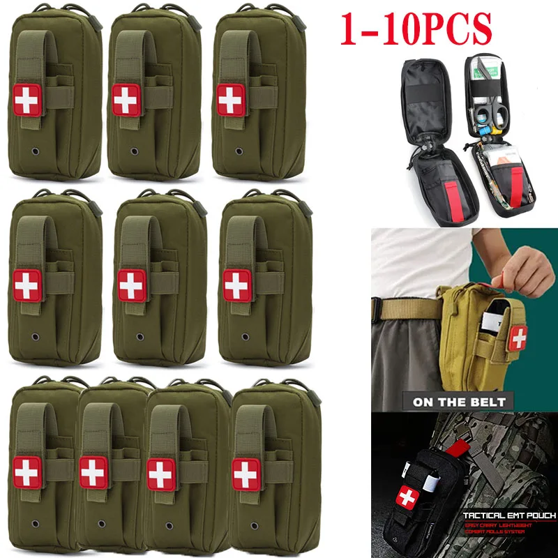 1-10CPS MOLLE Medical EDC Pouch EMT First Aid Kit Pouch IFAK Trauma Hunting Emergency Survival Bag Waist Tool Pack