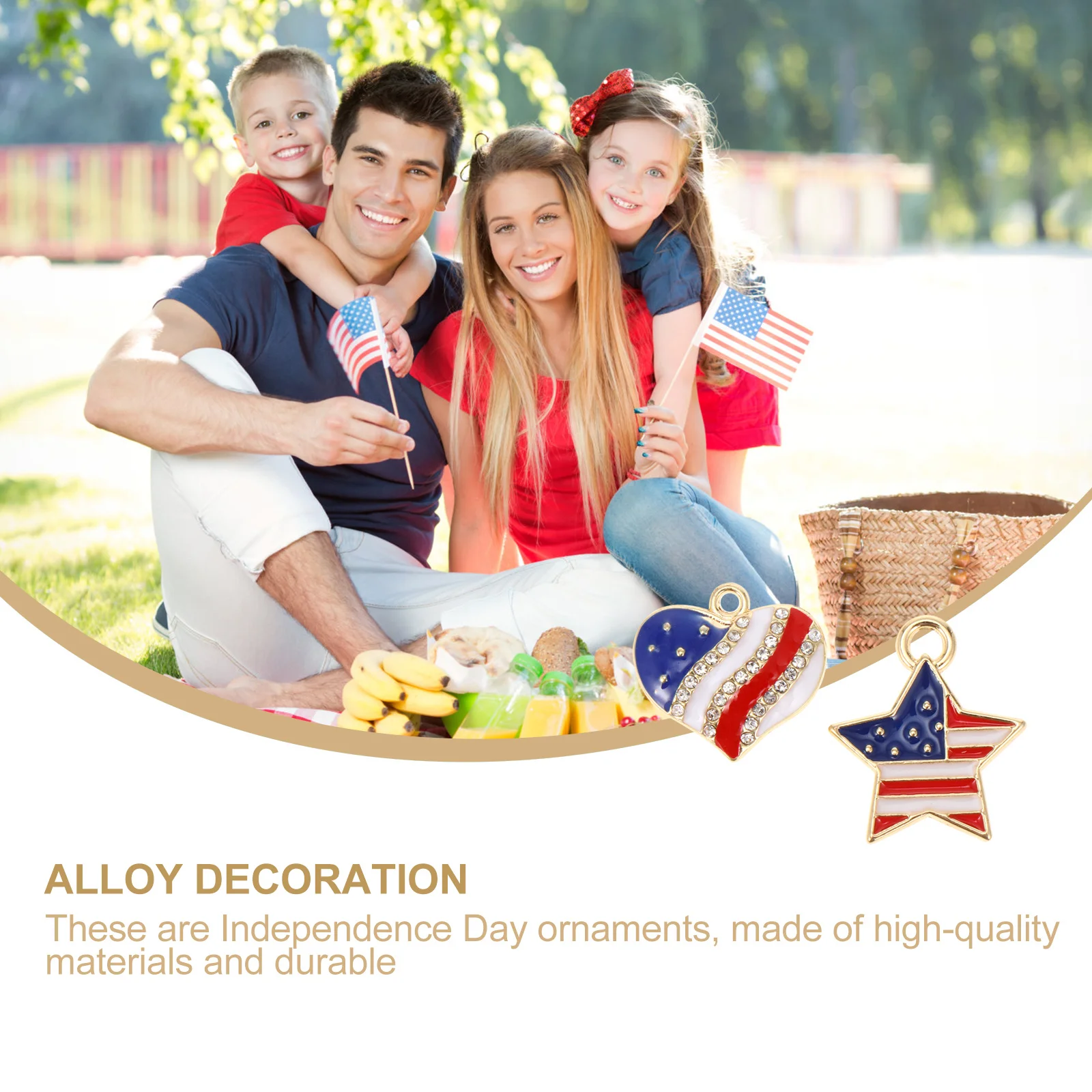 20Pcs Independence Day Decoration Patriotic Pendants Alloy Festival Charms American Flag Jewelry Accessories Jewelry Charms