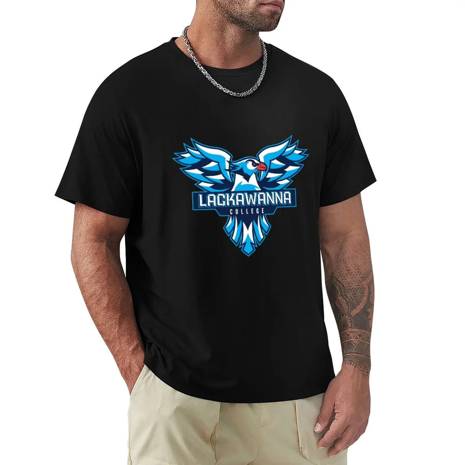 

Lackawanna College cyan Double Wing Falcon (e-sports) T-Shirt summer clothes fashion shirts oversized men tshirt