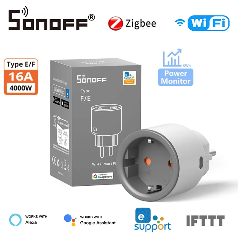 

SONOFF S60 TPF EU Wi-Fi Smart Plug 16A Умная розетка Zigbee с мониторингом энергии Дистанционное управление Таймер Голосовое управление