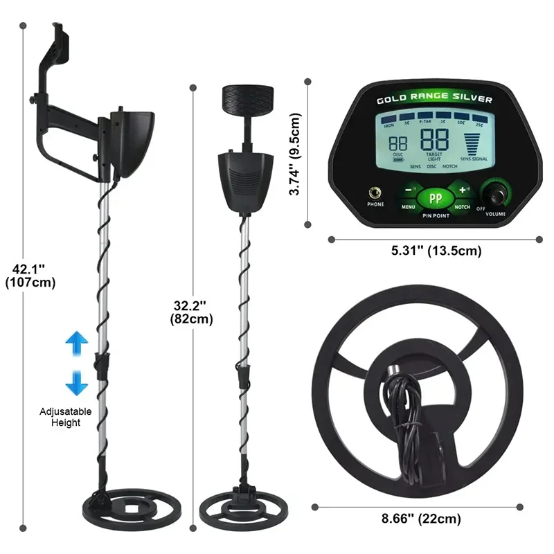 Metal Detector Underground Professional Depth 2.5m Scanner Search Finder Gold Detector Treasure Hunter Pinpointer 11inch