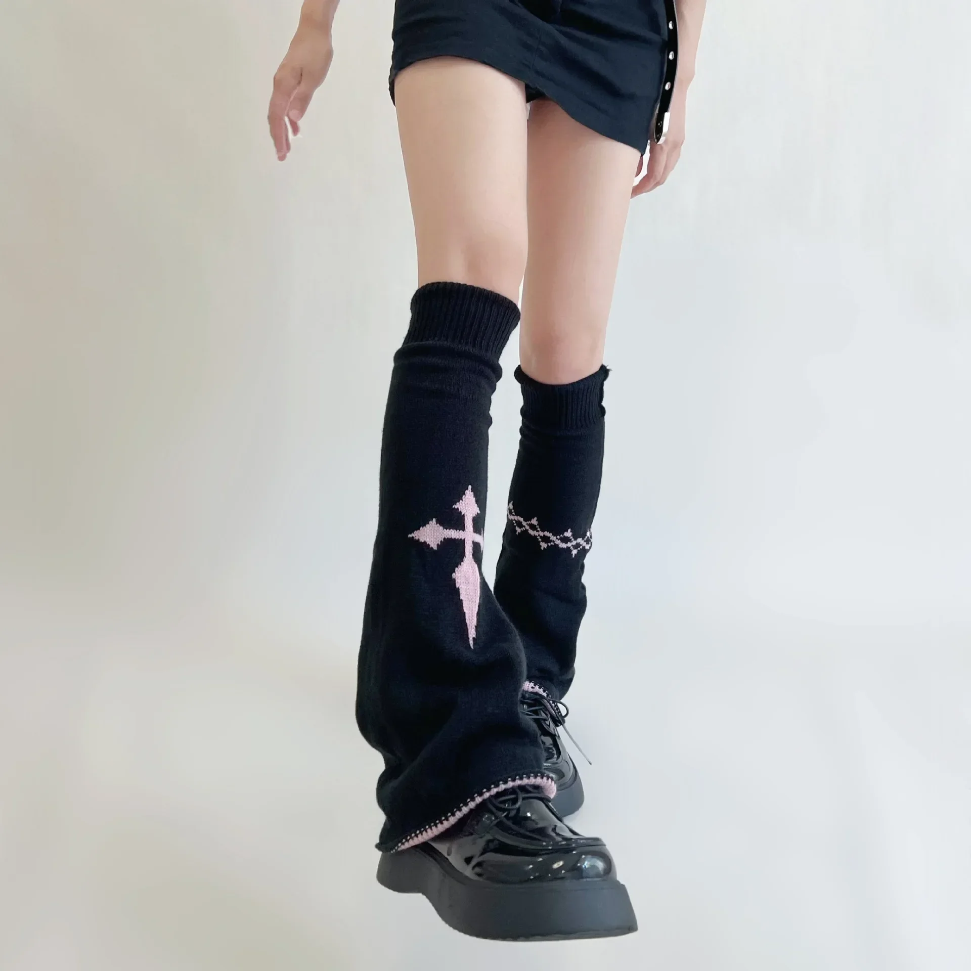 Calentadores de piernas Harajuku para primavera y otoño, nueva cadena cruzada oscura, nicho Y2k, subcultura, cubierta ancha para piernas, calentadores delanteros y traseros