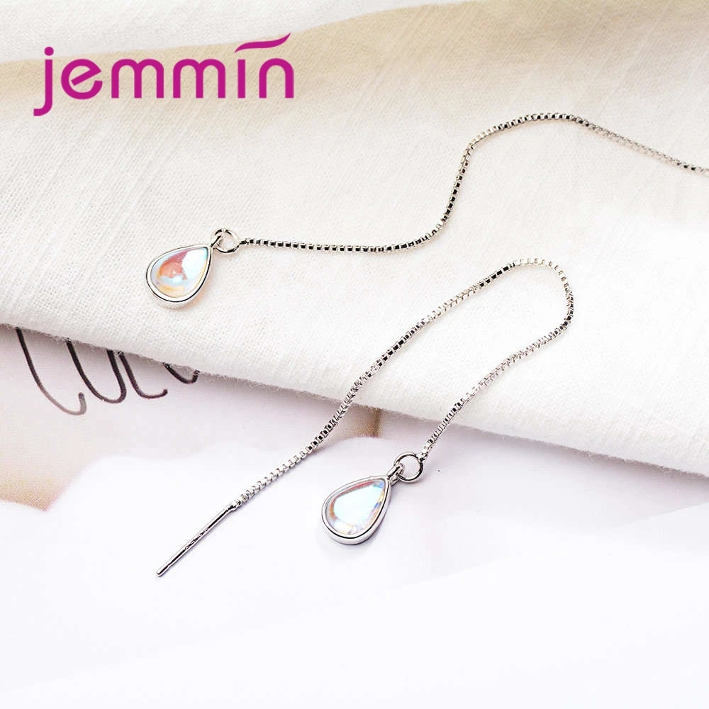 شخصية 925 فضة قطرة الماء شكل أوبال حجر إسقاط أقراط للمرأة الفتيات الذكرى حفلة الأزياء والمجوهرات هدية #5