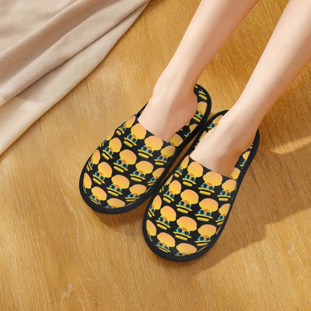Custom Rubber Duck Ducky Wearing Boater Hat And Sunglasses Slippers Memory Foam Warm Soft Women House Slipper Bedroom Cozy Shoes
