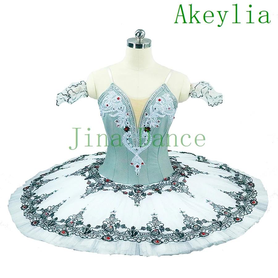 

Green Gray Adult Professional Tutu Ballet Stage Dress For Girls Competition Platter Pancake Tutu Dress Classical Ballet Tutu