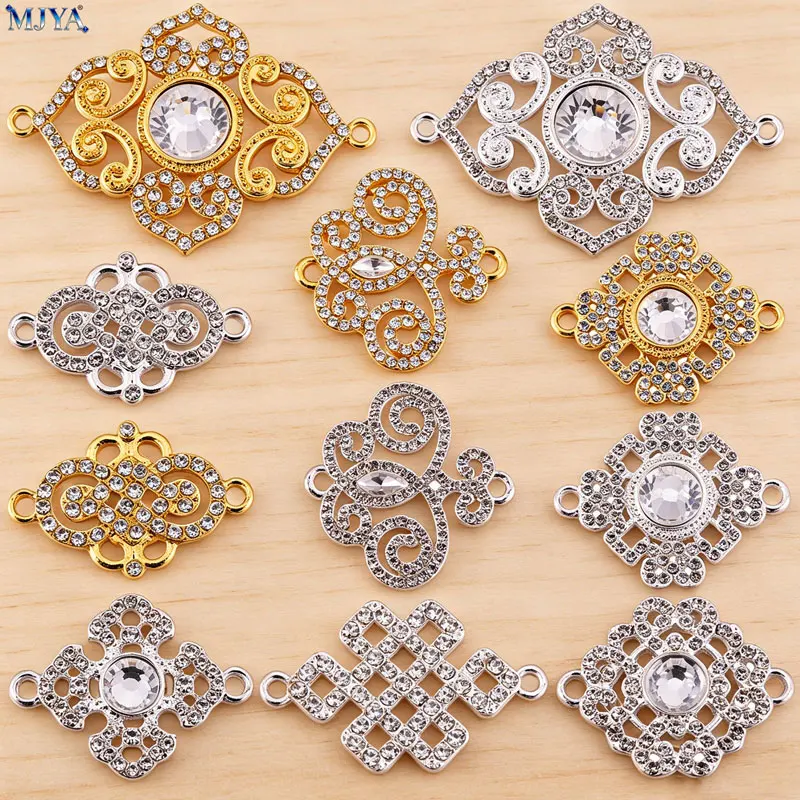 

MJYA Multiple Style Filigree Flower Connectors Charms Components For DIY Fashion Jewelry Making Bracelets Supplies Accessories