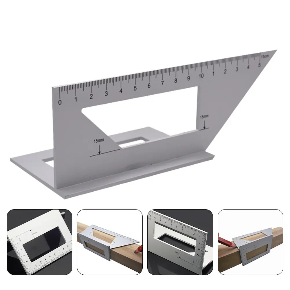 

Aluminum Alloy Angle Ruler T Shaped 45 90 Degree Right Angle Locator Woodworking Marking Measuring Tool Scribing Ruler