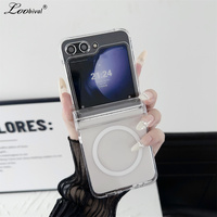 for Magsafe Transparent Hinge Case for Samsung Galaxy Z Flip 6 5 4 3 7 flip6 Magnetic Clear Acrylic Shockproof Hard Slim Cover