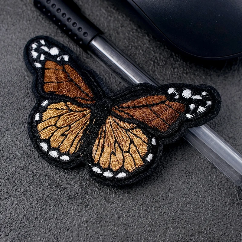 Butterfly Patches Embroidery Applique Ironing Sewing Supplies Decorative Badges For Clothing Brown