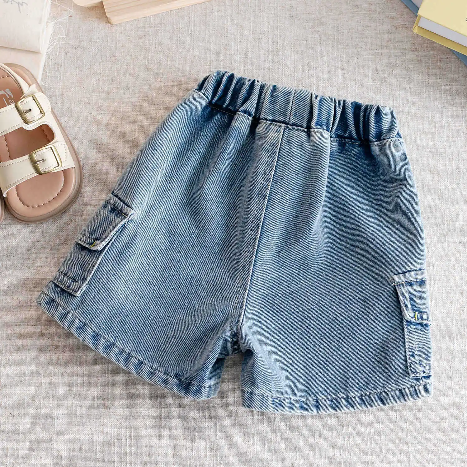 2026 Kids Boys Denim Cargo Shorts 2-8Y Casual Summer Jeans Bottoms Waist Elastic Waistband Children Clothes Outerdoor Boys image 2