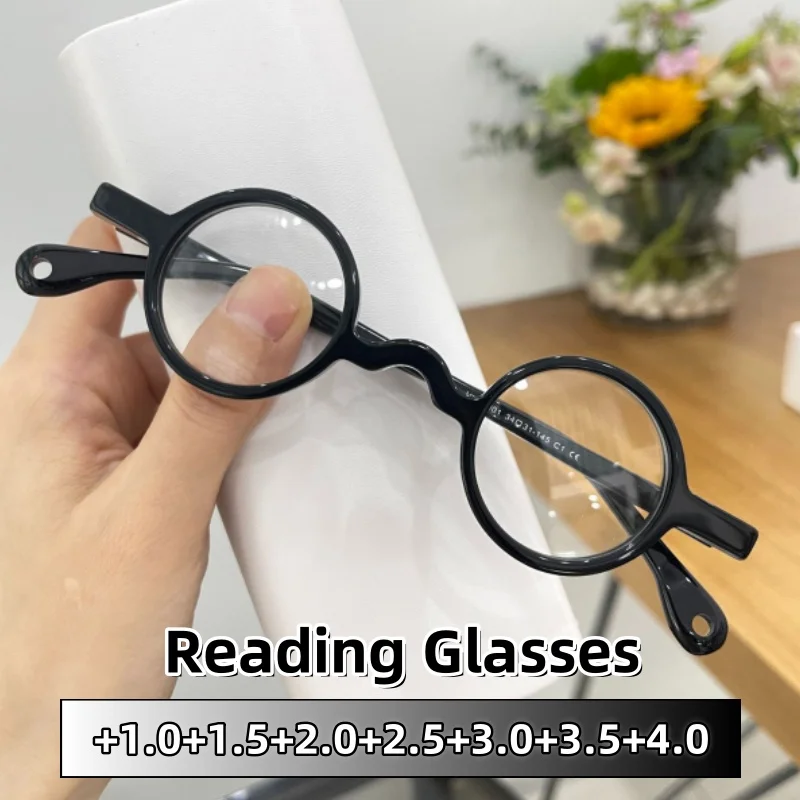 Vintage Personalised Small Round Frame Presbyopia Glasses Pressure Resistance and Durability HD Anti-blue Light Eyeglasses