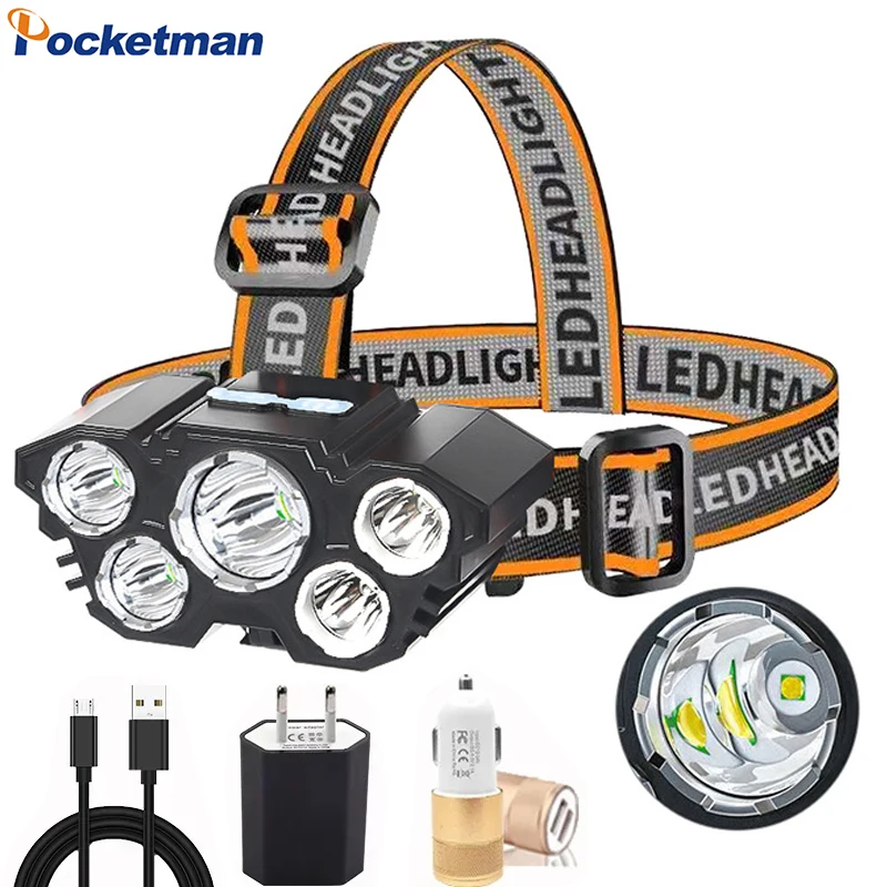 Most Powerful LED Headlamp Outdoor Waterproof Headlight Super Bright Head Lamp High Lumen Camping Head Front Light