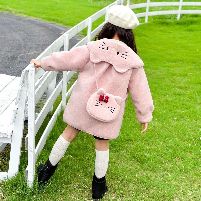 

Kawaii Hello Kitty Sanrio Student Cute Cartoon Comfortable Warm Coat Children Mid Length Coat Jacket Christmas Gifts for Kids