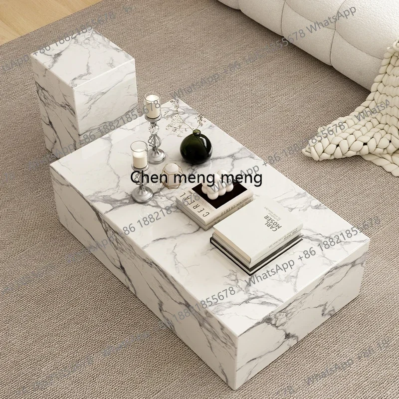 zx1French large white coffee table Nordic cream style advanced combination marble coffee table