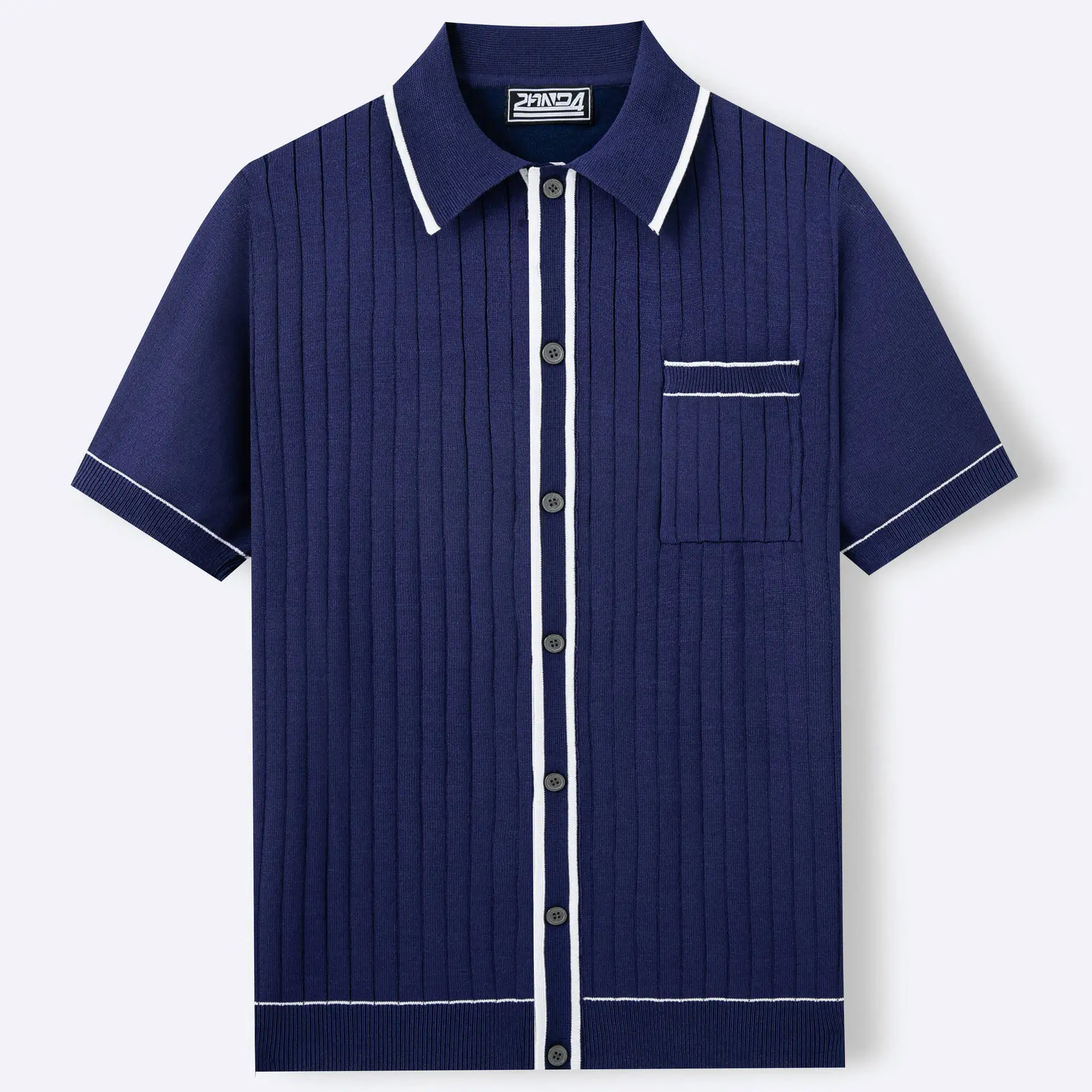 Men's Knitted Sweater Summer Short-sleeved Pit Strip Jacquard Hemming Cardigan POLO Shirt Men's Clothing