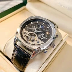 AILANG Skeleton Tourbillon Männer Mechanische Uhr Luxus Automatische Uhren Edelstahl Mond Phase Armbanduhr Relogio Masculino