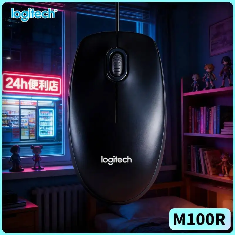 

Оптическая проводная мышь Logitech M100R с разрешением 1000DPI, USB, для левшей и правшей, компактная, для ПК, ноутбуков, домашнего офиса, прямых трансляций