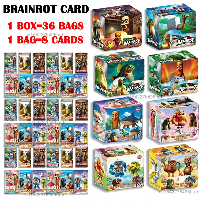 

36-1 пакетов, слепая коробка, карта Brainrot Card Tun Tung Sahur Tralalelo Tralala Shark, коллекционная карточная игра для детей, коллекционные карточки
