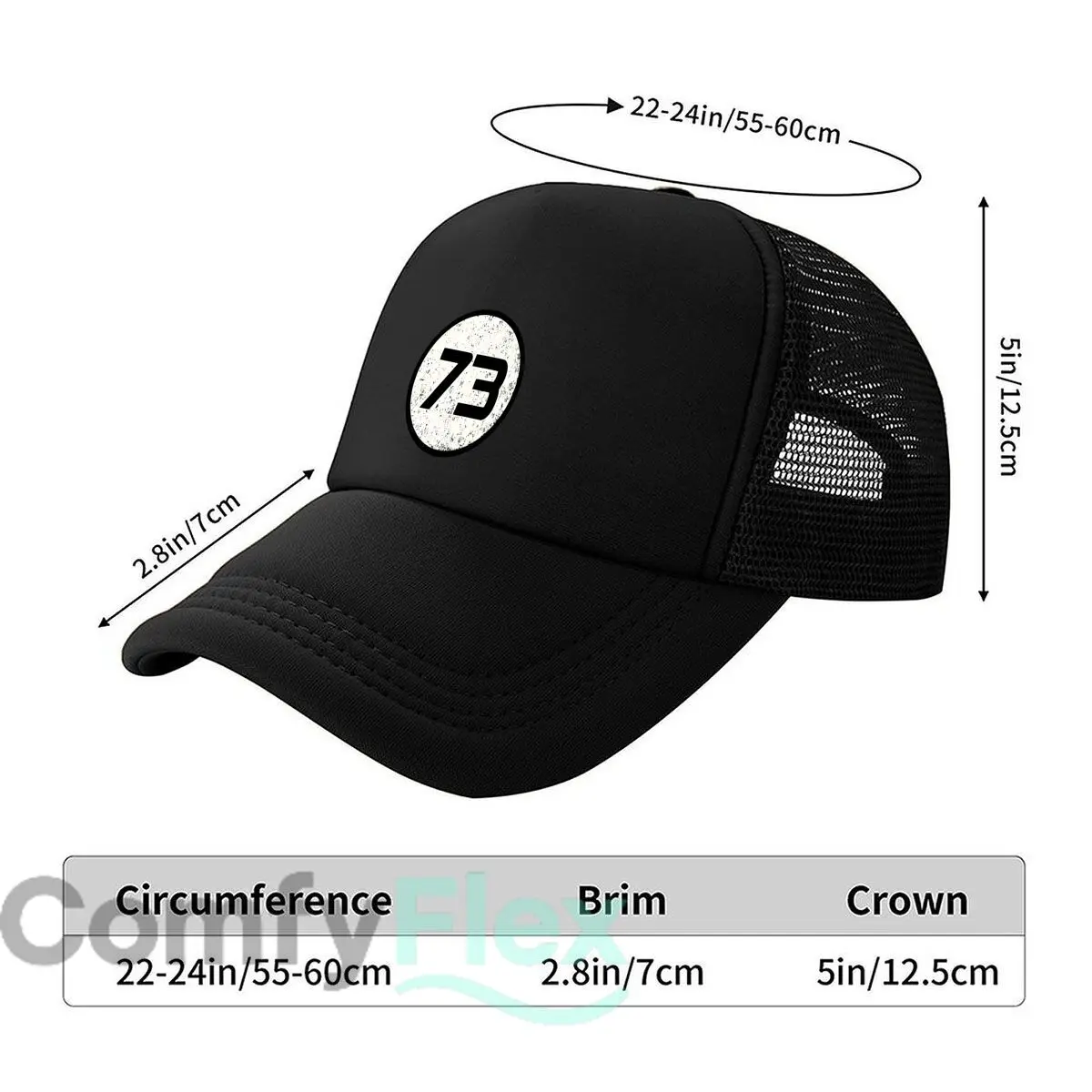 Number 73 Graphic Graphic Fashion Mesh Baseball Cap Breathable Casual  Hats Outdoor Snapback Cap