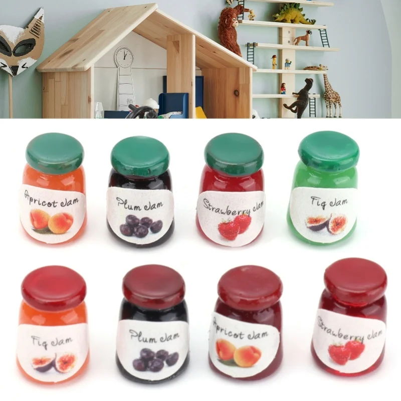 

8Pcs Mini Jams 1:12 Simulation Miniature Scene Models Dollhouse Accessories For Above 3 Years Old
