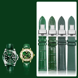 Cowhide lea/ther watch strap 10 12 14 16 18 20 22mm All green Bamboo grain universal watchband unisex watch chain For any brands