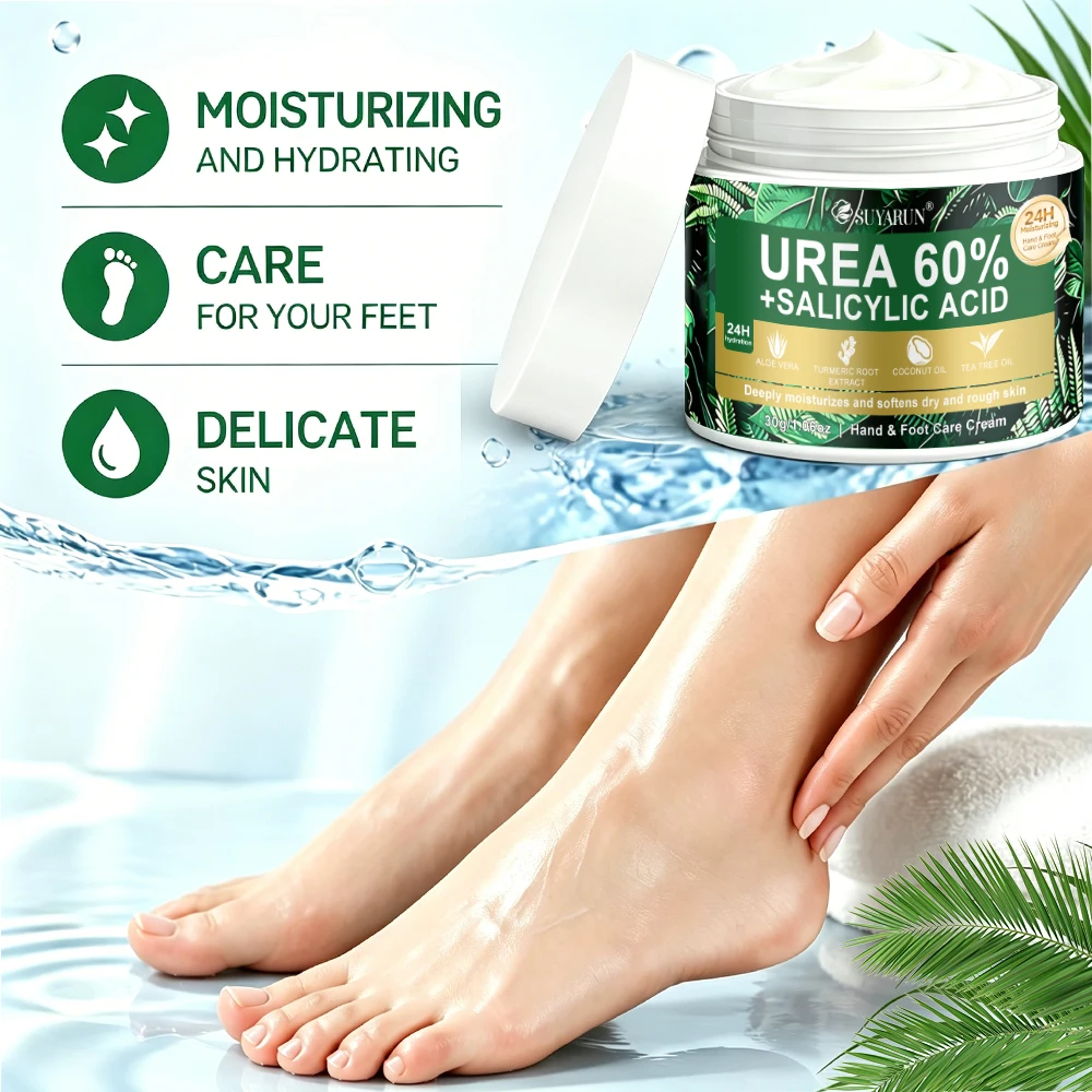 SUYARUN 60% Urea Foot Care Cream, suit for cracked heels and dry skin - deep moisturizing treatment, exfoliation, no blind spots view 3